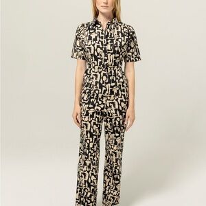 Bel Kazan Kami Black and Cream Patterned Jumpsuit SP NWT